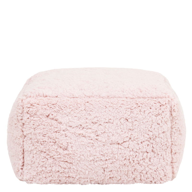 Mini Amara Teddy-Fleece-Fußhocker, quadratisch – Rosa