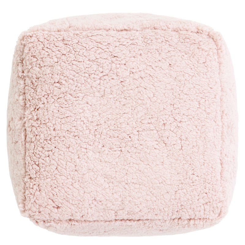 Mini Amara Teddy-Fleece-Fußhocker, quadratisch – Rosa