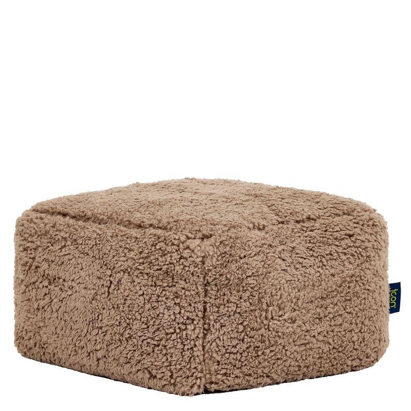 Mini Amara Teddy-Fleece Quadratischer Fußhocker - Mokka-Braun