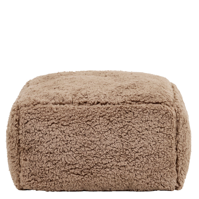 Mini Amara Teddy-Fleece Quadratischer Fußhocker - Mokka-Braun
