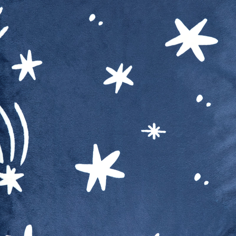 Mini Amara Star quadratischer Fußhocker aus gebürstetem Samt – Tintenblau