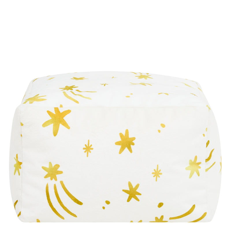 Mini Amara Star Fußhocker, quadratisch, aus gebürstetem Samt – Creme