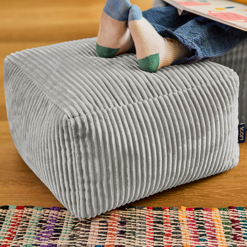 Mini Amara Cord quadratischer Hocker - Grau