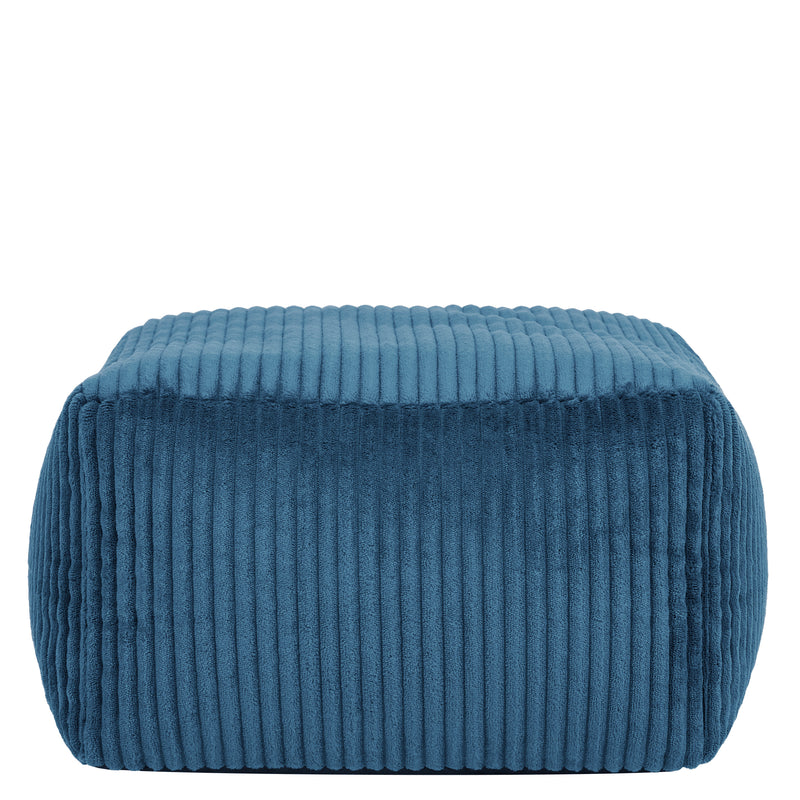Mini Amara Kord-Quadrat-Fußhocker – Denim-Blau