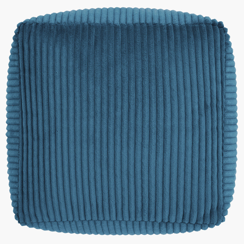 Mini Amara Kord-Quadrat-Fußhocker – Denim-Blau
