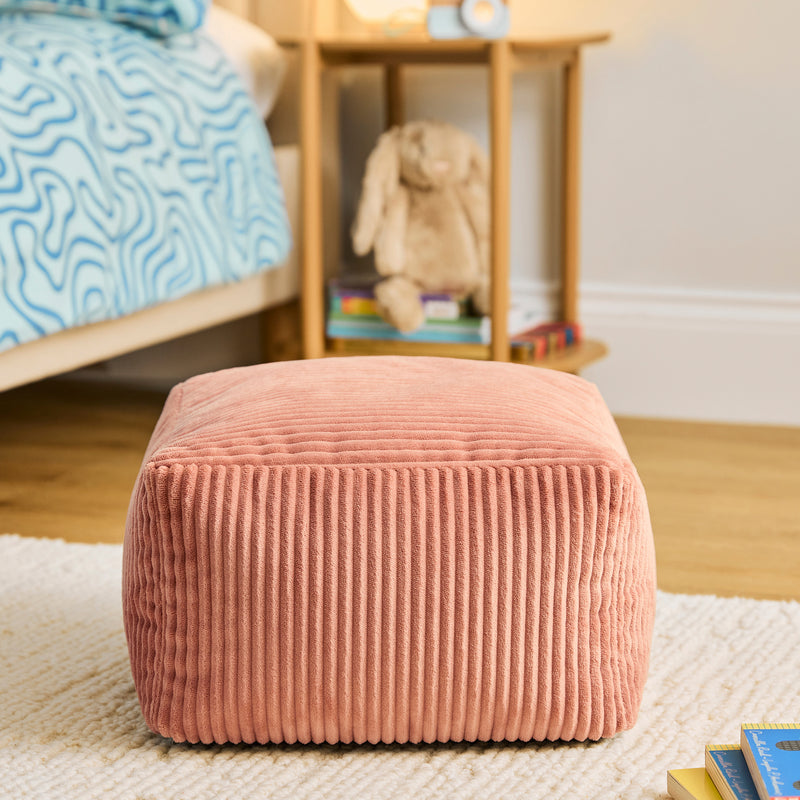 Mini Amara Cord quadratischer Fußhocker - Pink