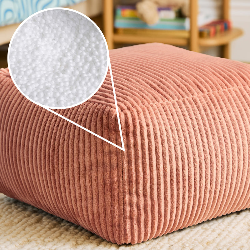 Mini Amara Cord quadratischer Fußhocker - Pink