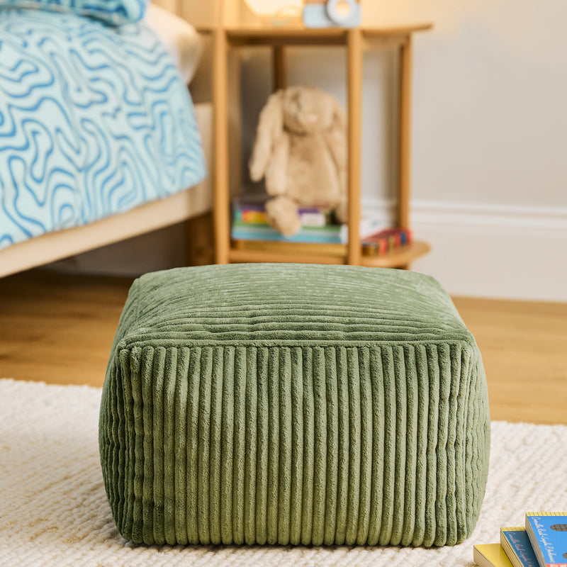 Mini Amara Cord Square Fußhocker - Salbeigrün