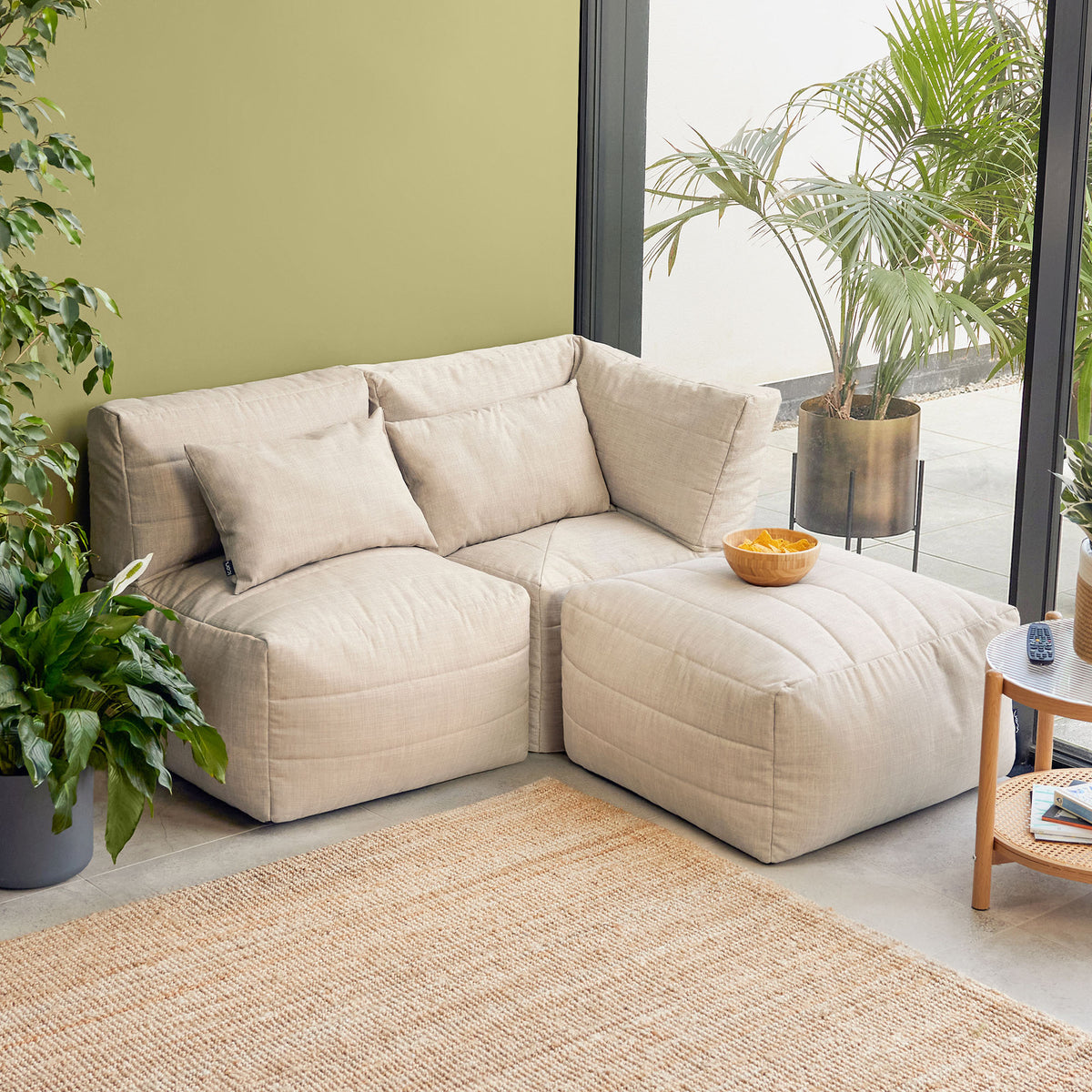 Noa Modularer Sitzsack-Sofa, Outdoor-Gewebe, Naturfarbe  