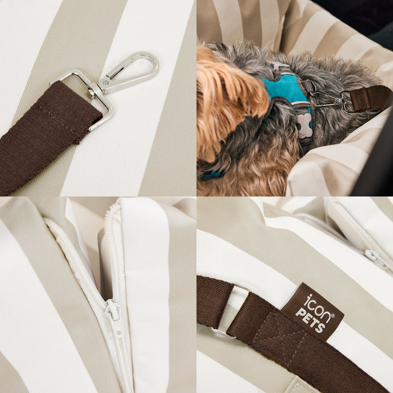 Pet Travel Bed - Small - Stripe Natural