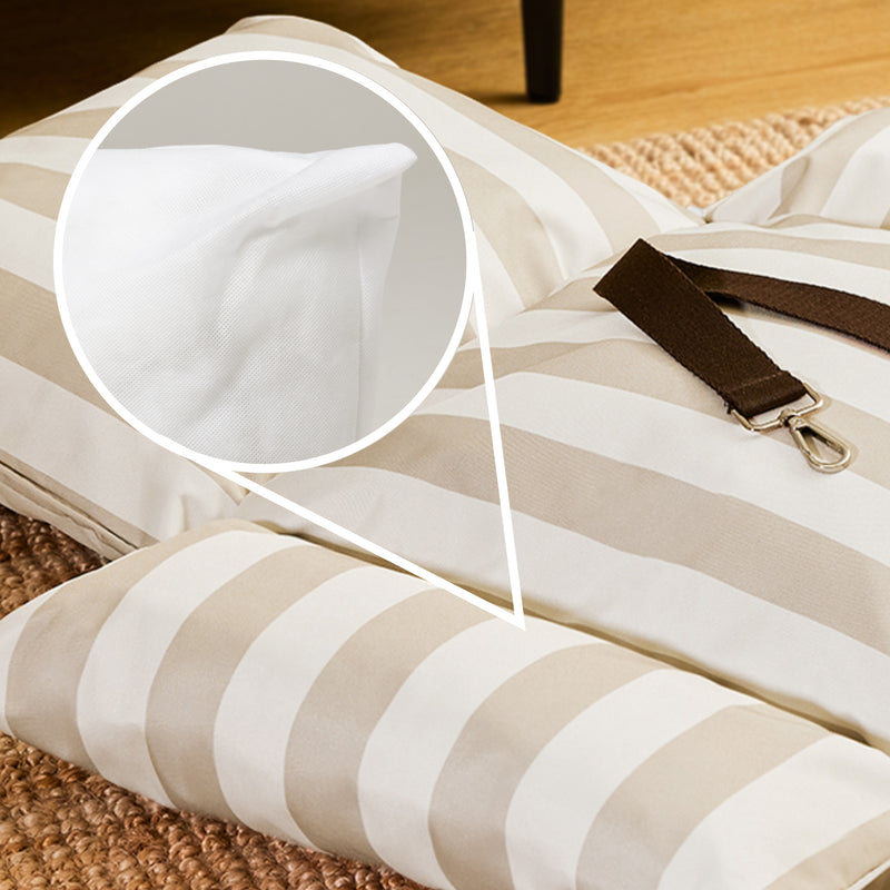 Pet Travel Bed - Small - Stripe Natural