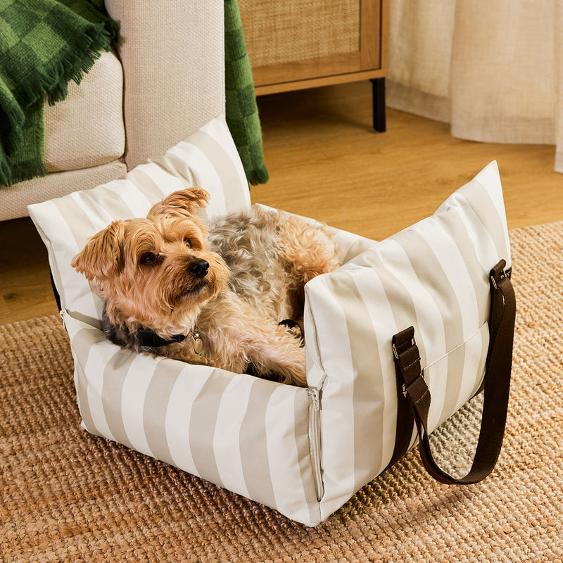 Pet Travel Bed - Small - Stripe Natural