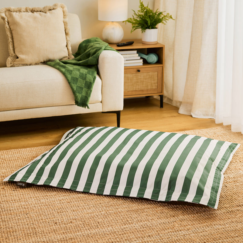 Pet Floor Cushion - Large - Checkerboard Stripe Sage Green