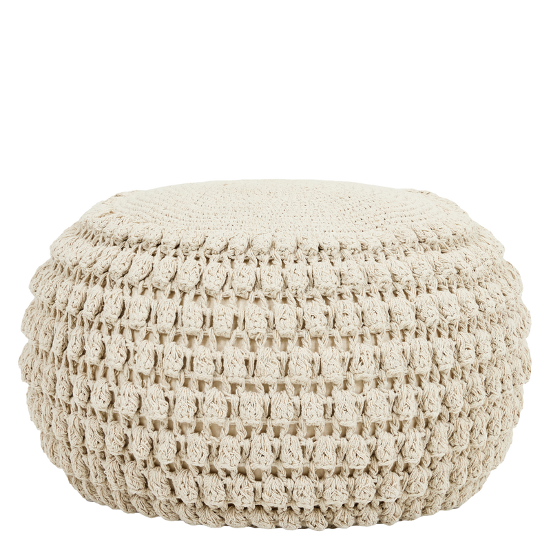 Riva Bobble Häkel-Sitzhocker – Natur