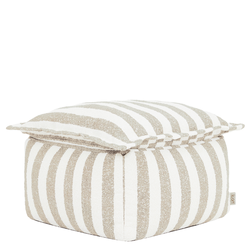 Sofia Stripe Bouclé-Fußhocker mit Polsterauflage - Natur