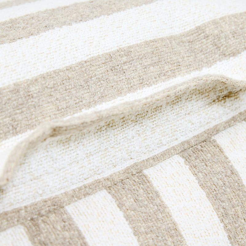 Sofia Stripe Bouclé-Fußhocker mit Polsterauflage - Natur