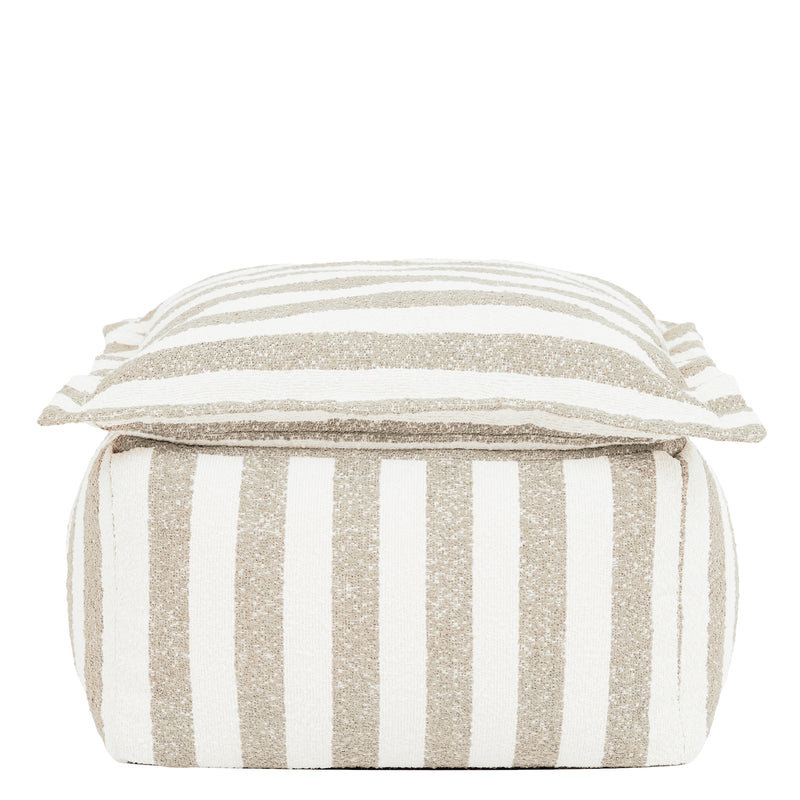 Sofia Stripe Bouclé-Fußhocker mit Polsterauflage - Natur
