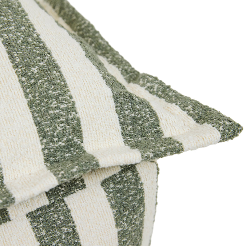 Sofia Stripe Bouclé-Fußhocker mit gepolsterter Oberseite – Olivgrün