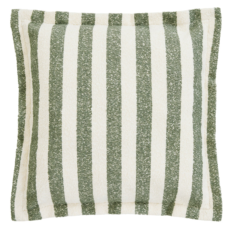 Sofia Stripe Bouclé-Fußhocker mit gepolsterter Oberseite – Olivgrün