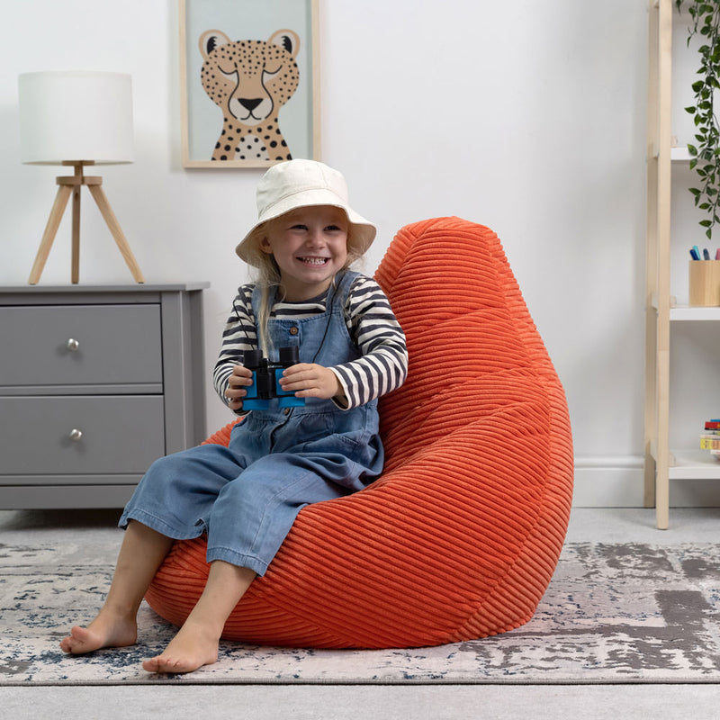 Sitzsack für Kinder Dalton Cord mit hoher Rückenlehne – Orange