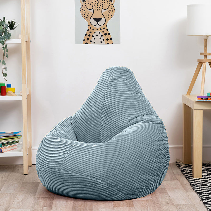Kinder Sitzsack Dalton Cord mit hoher Rückenlehne - Hellblau