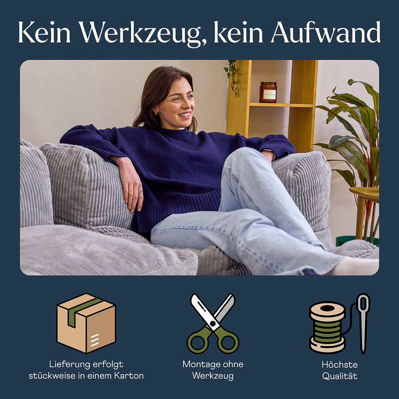 Zen Modulares Eckelement, Jumbo Cord, Grau