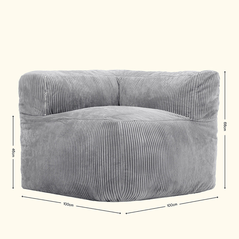 Zen Modulares Eckelement, Jumbo Cord, Grau