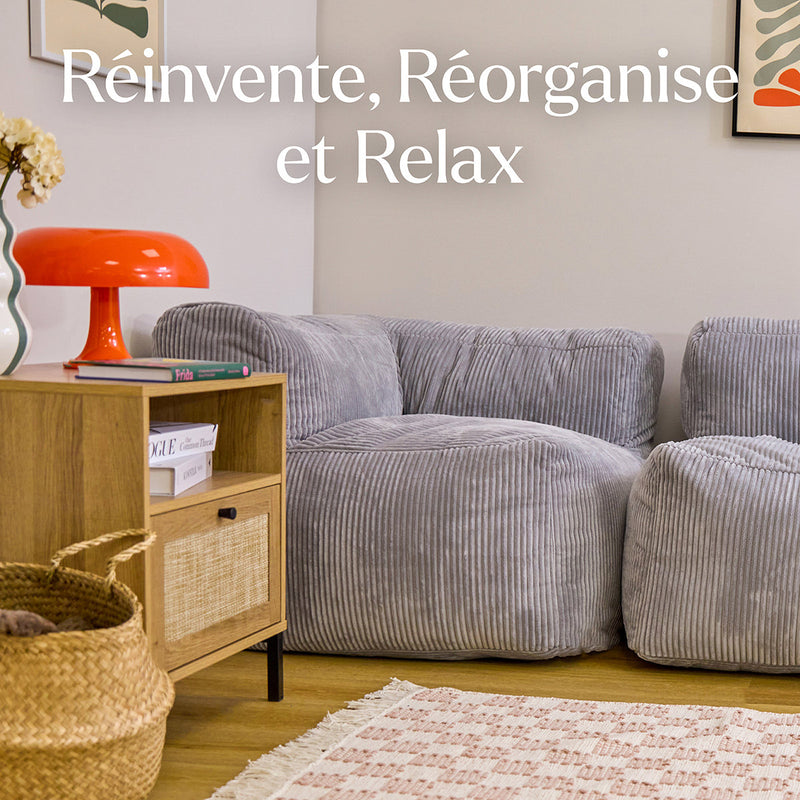 Zen Modulares Eckelement, Jumbo Cord, Grau