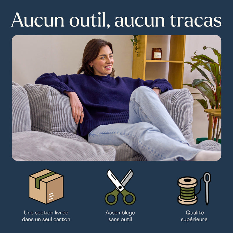 Zen Modulares Eckelement, Jumbo Cord, Grau