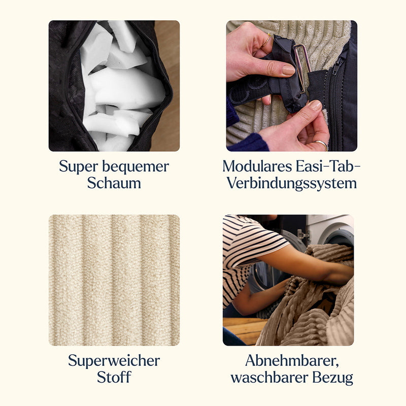 Zen Modulares Eckelement, Jumbo Cord, Natur