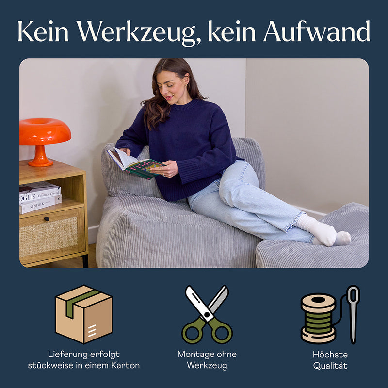 Zen Modularer Sessel, Jumbo Cord, Grau