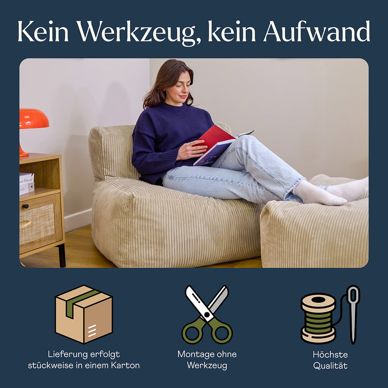 Zen Modularer Sessel, Jumbo Cord, Natur