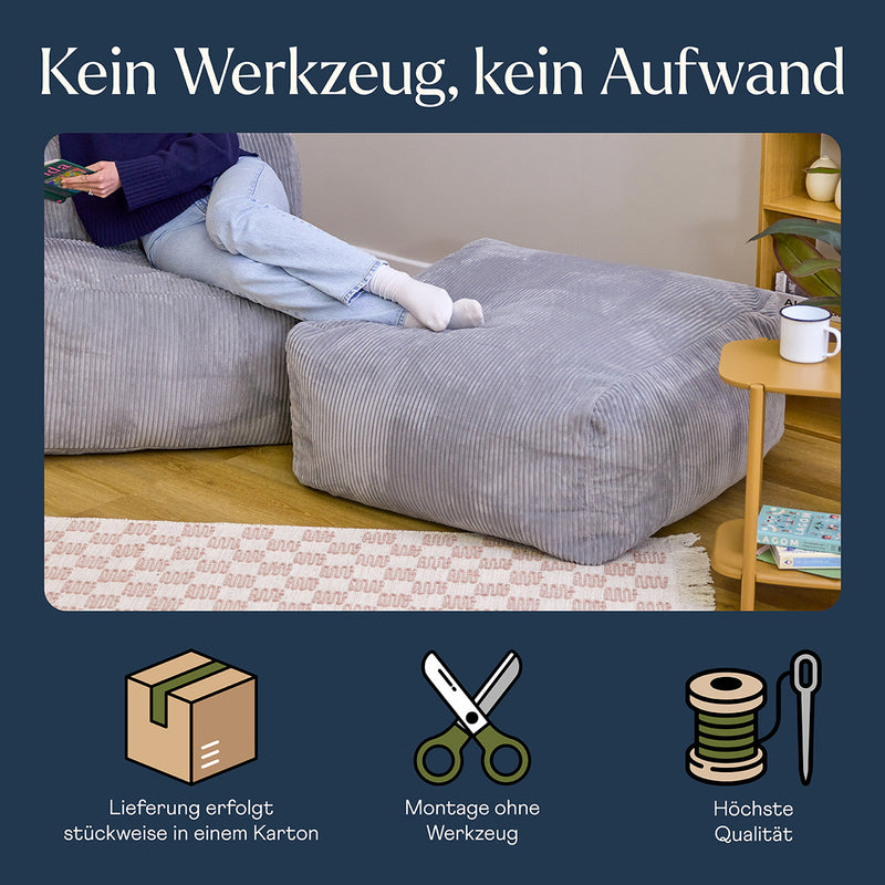 Zen Modularer Fußhocker, Jumbo Cord, Grau