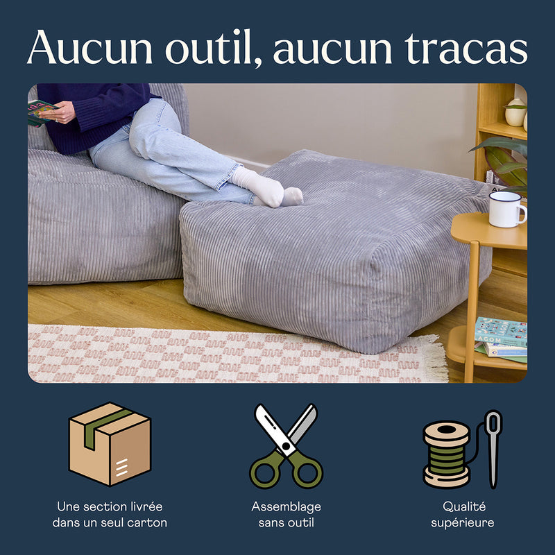 Zen Modularer Fußhocker, Jumbo Cord, Grau