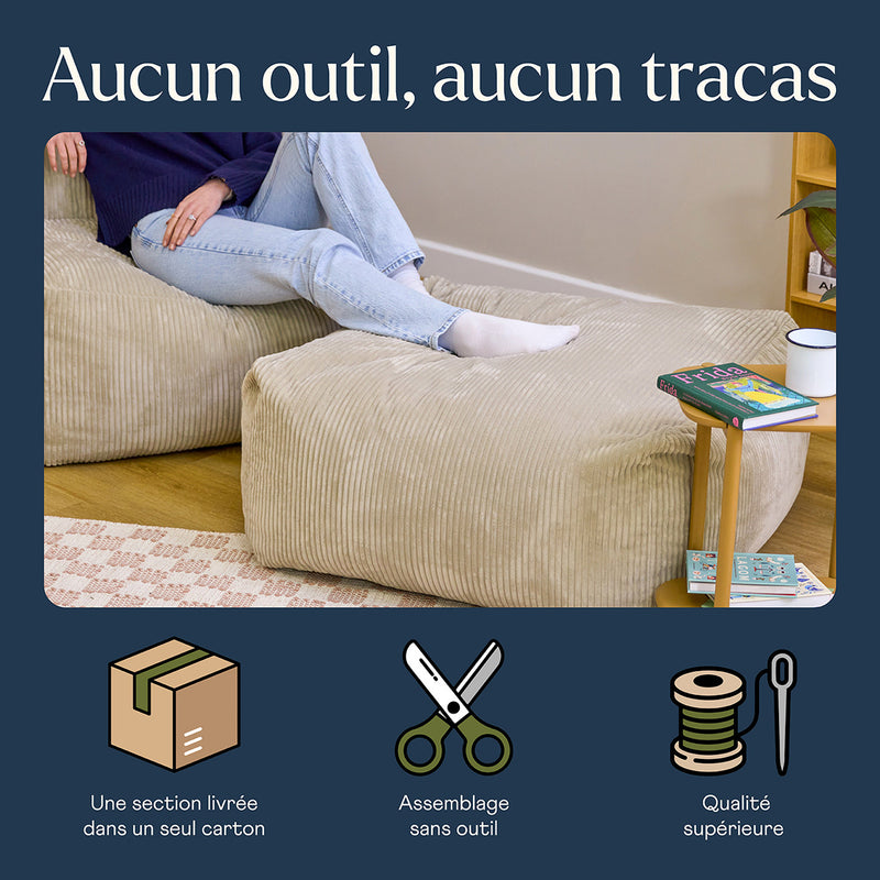 Zen Modularer Fußhocker, Jumbo Cord, Natur