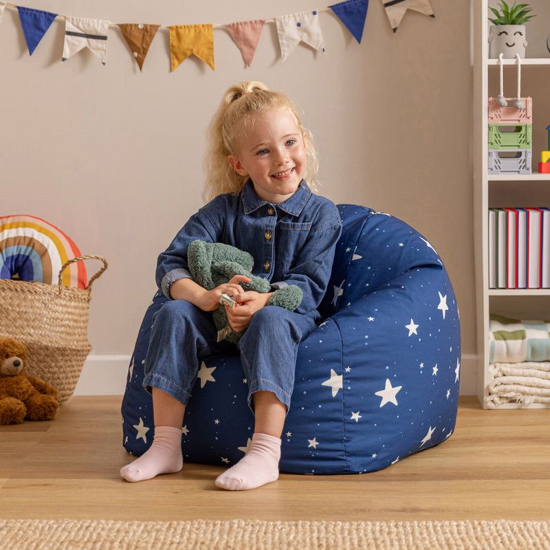 Sitzsack für Kinder mit Sternenhimmel-Aufdruck, Navy blau
