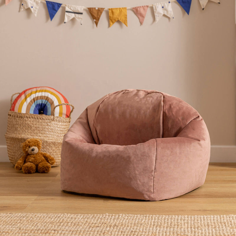 Kingston Samt-Sitzsack für Kinder, Rosa