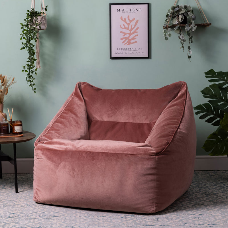 Natalia Sessel-Sitzsack mit Samtbezug, Dämmerungsrosa