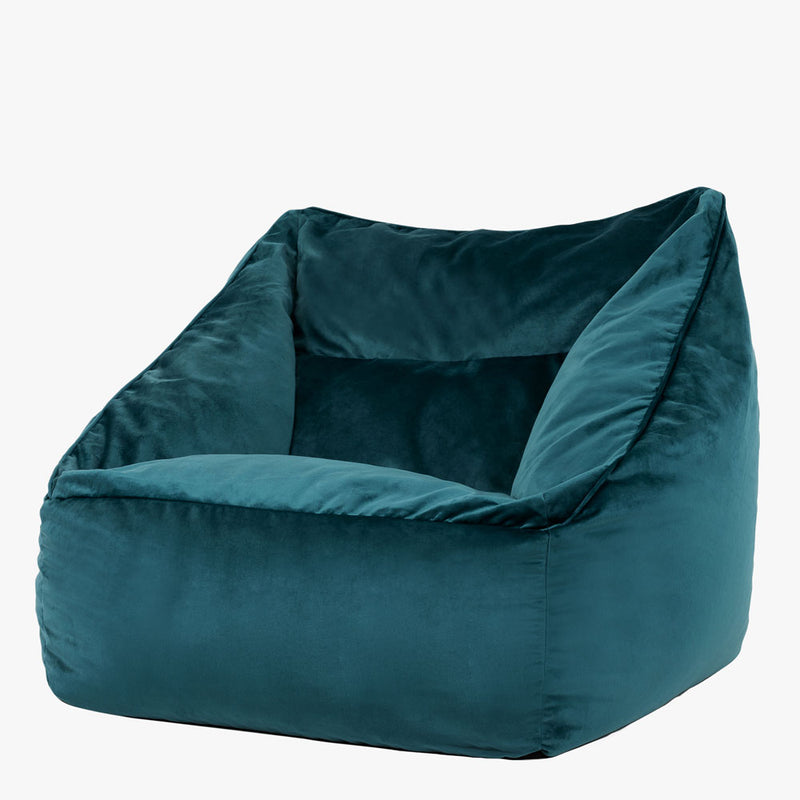 Natalia Sessel-Sitzsack mit Samtbezug, Blaugrün