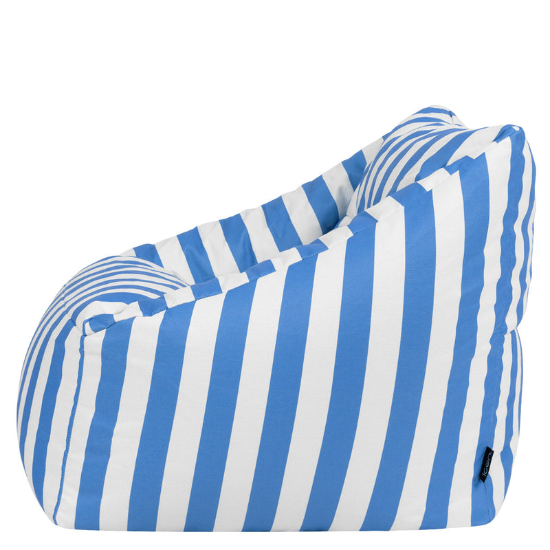 Natalia Gestreifter Gewebter Sessel-Sitzsack, Indoor & Outdoor, Kobaltblau 