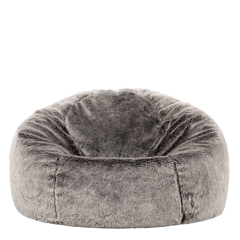 Arctic Wolf klassischer Kunstfell-Sitzsack, Grau