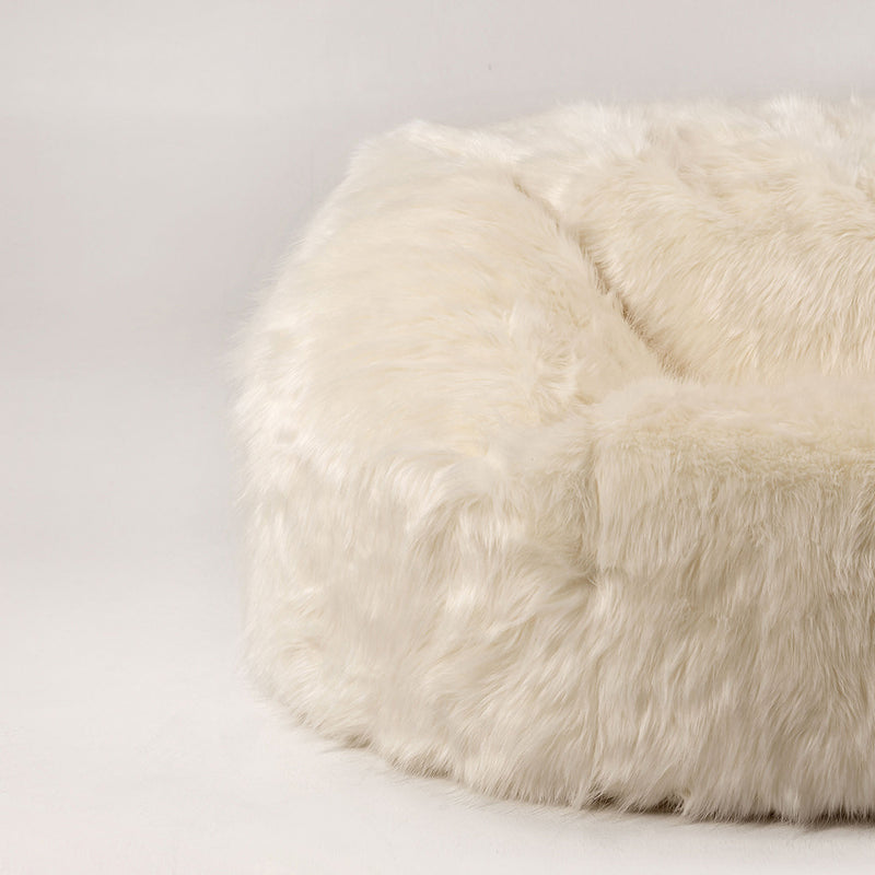 Layla Spikey Kunstfell-Sitzsack - Beige
