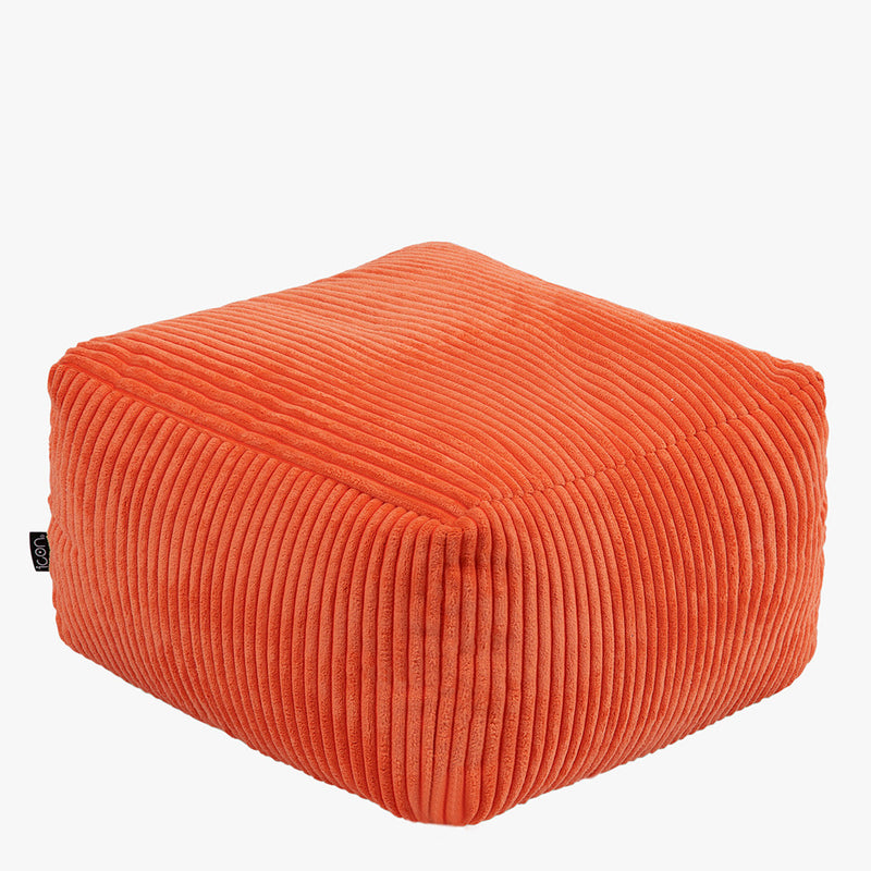 Amara Corduroy Quadratischer Hocker - Orange
