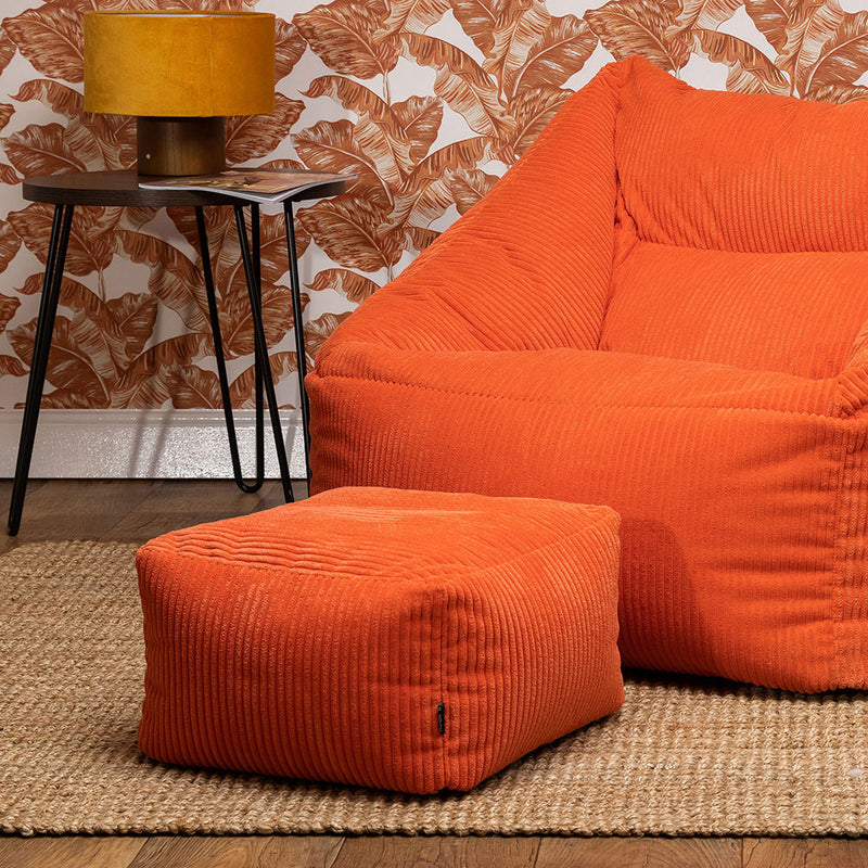 Amara Corduroy Quadratischer Hocker - Orange