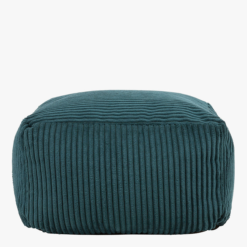 Amara Quadratischer Fußhocker, Cord, Blaugrün