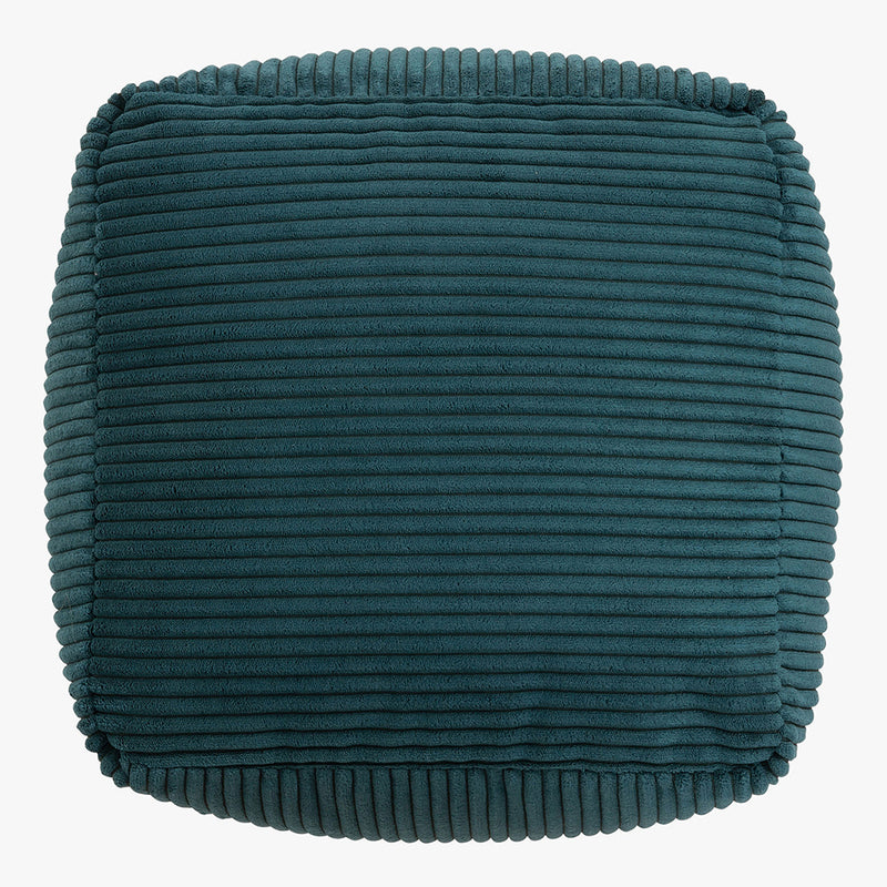 Amara Quadratischer Fußhocker, Cord, Blaugrün