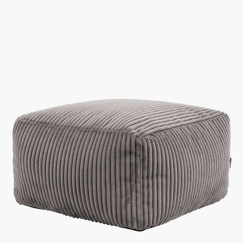 Amara Quadratischer Fußhocker, Cord, Dunkengrau