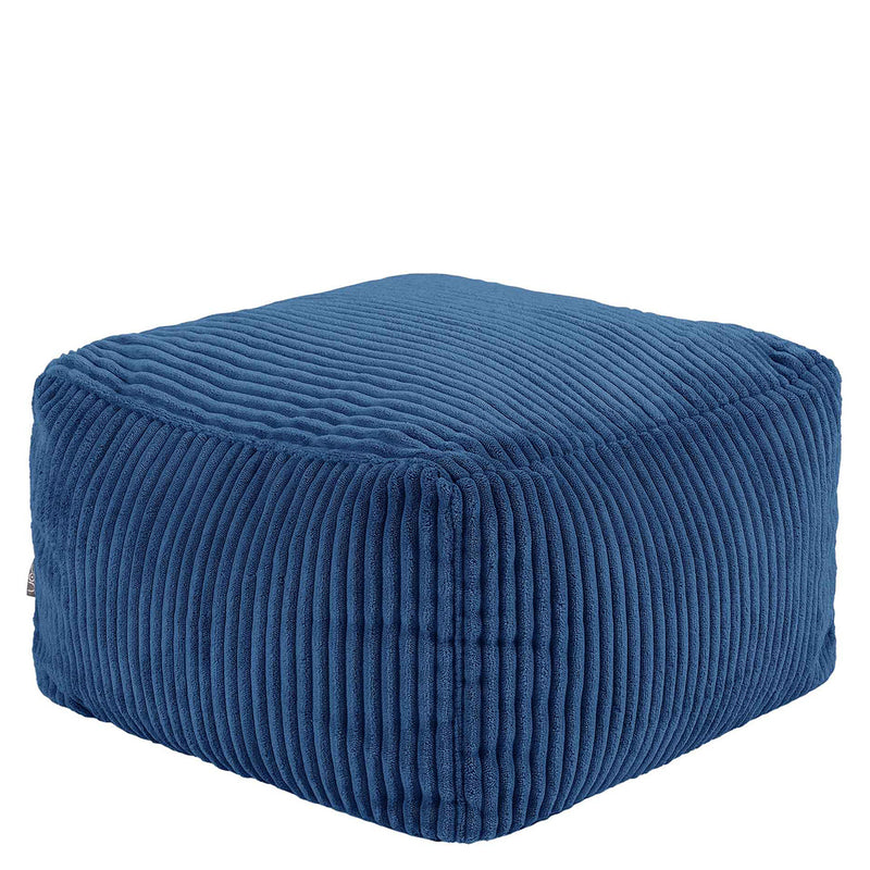 Amara Qadratischer Fußhocker, Cord, Denimblau