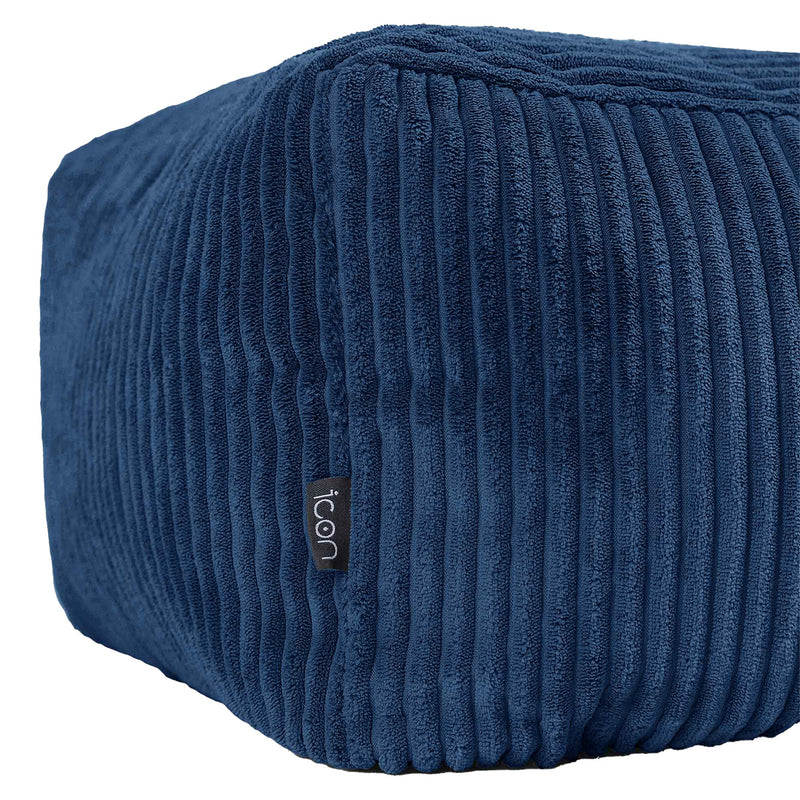 Amara Qadratischer Fußhocker, Cord, Denimblau