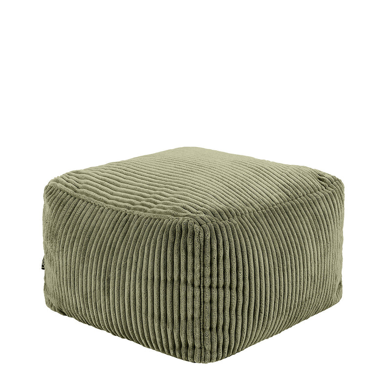 Amara Quadratischer Fußhocker, Cord, Salbeigrün